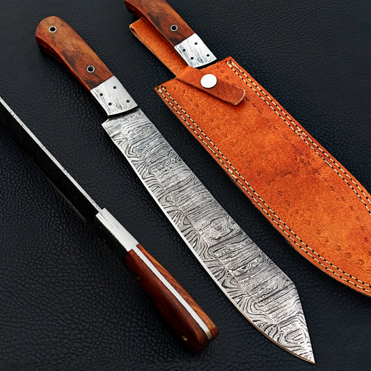 Handmade Damascus Steel Bowie Knife with Exquisite Handle Collector