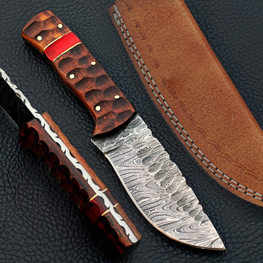 Handmade Damascus Steel Pocket Knife with Horn Handle Collector